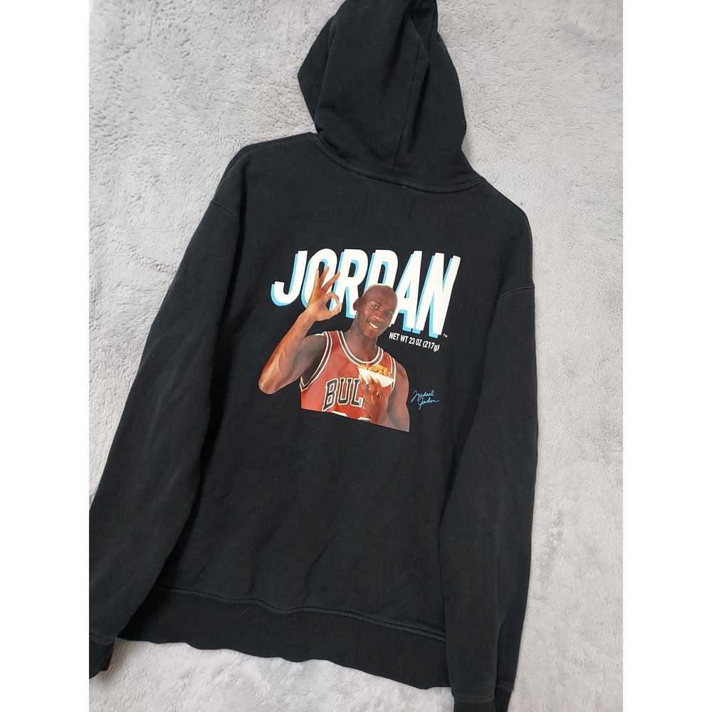 Vintage Jordan Hoodie Mens Medium Michael Wheaties Graphic Grunge Faded Black M